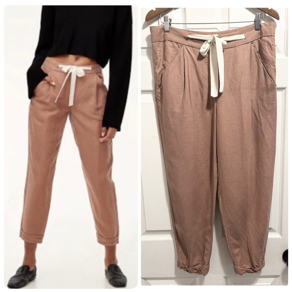 Wilfred Blush Tan Cropped Tie-Waist Ankle Pants